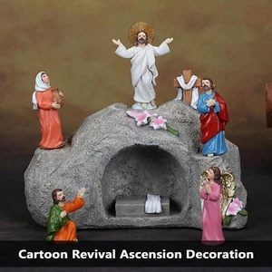 Conjunto de Estatua Tumba de Jesucristo Religioso Jesús Resurrección Escena Adornos Decoración - Imagen 1 de 12