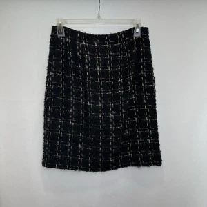 NWOT J. McLaughlin Tweed Pencil Skirt Size 2 Wool Mohair Lined Black Gold - Picture 1 of 9