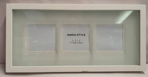 Metro Style Morelle White Triple Photo Frame Boxed 37cm x 18cm Frame A/F bump - Picture 1 of 5