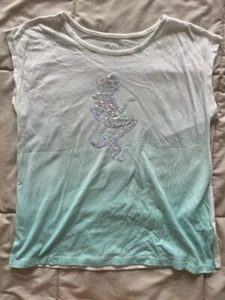 The Childrens Place Size L 10/12 Girls White Flip Sequin T Shirt Drop Shoulder - Picture 1 of 14