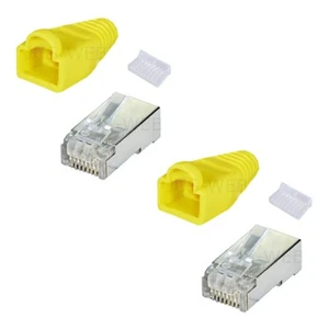 2x CAT5e RJ45 Stecker geschirmt Modular Crimp Patchkabel Netzwerk 2 Stück gelb - Bild 1 von 1
