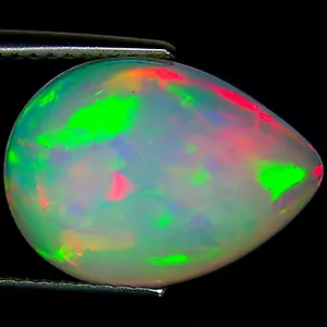 5.05 Ct Natural Ethiopian Cabochon Opal Gemstone Multi Color Pear Cut - Picture 1 of 6