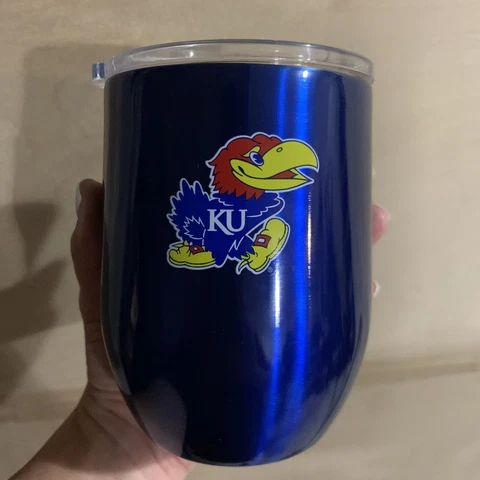Kansas Jayhawks 16oz Curved Ultra Travel Tumbler [NEW] NCAA Cup Mug Coffee Drink Cover