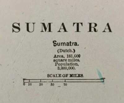 Mapa SUMATRA 1902 11"x14" ~ Antiguo Antiguo Original MEDAN PADANG Foto 1 de 4