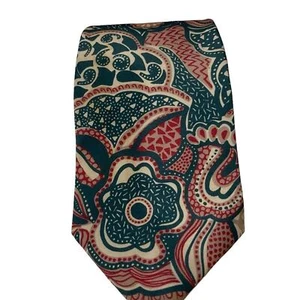 Oleg Cassini Paisley Neck Tie 100% Polyester Green and Red 58 inches 3 1/2 inch - Picture 1 of 6