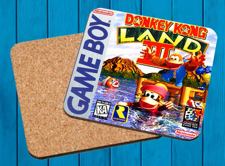 DONKEY KONG LAND III NINTENDO GAME BOY POSAVASOS MADERA WOODEN COASTERS