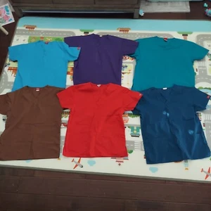 Lot of (6) Dickies Women Nursing Scrubs With Pockets- Size XS - Brown,Red, Blue - Picture 1 of 12