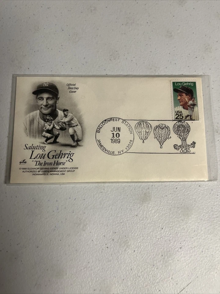 1-Lou Gehrig “The Iron Horse” New York Yankees 1989 Balloonfest NY Stamped Env! - Image 1 of 4