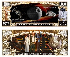 STAR WARS BILLET MILLION DOLLAR US! Collection Yoda Han Solo R2d2 Princesse Leia