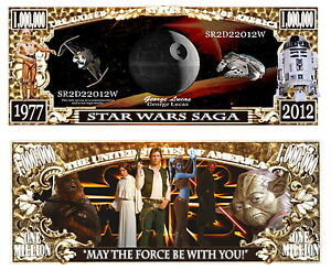 STAR WARS BILLET MILLION DOLLAR US! Collection Yoda Han Solo R2d2 Princesse Leia