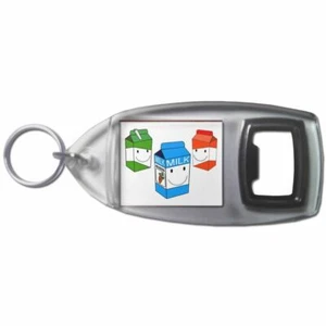 Milk & Juice Cartons Bottle Opener Key Ring Plastic (97mm x 47mm) - Picture 1 of 2