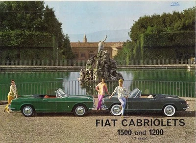 Fiat 1200 y 1500 S Cabriolet 1960-61 Reino Unido mercado plegable folleto de ventas Foto 1 de 2
