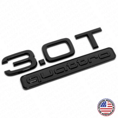 17-22 Audi Sport Car Rear Trunk Lid 3.0T Quattro Nameplate Emblem Badge Blackout - Image 1 of 4
