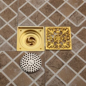 Floor Drain Tile Insert 10*10cm Antique Brass Square Bathroom Shower Waste Water - Picture 1 of 5