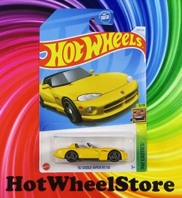 2024  Hot Wheels   Yellow   '92 DODGE VIPER RT/10   Exotics  #218   HW16-102024 - Image 1 of 4