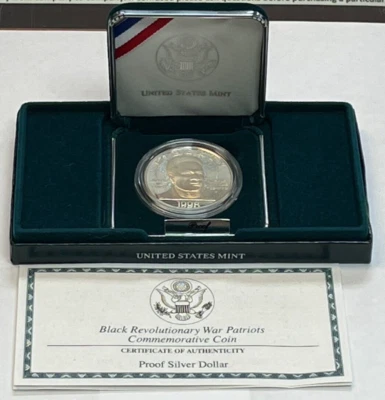 US Mint 1998 Black Revolutionary War Patriots Commemorative Silver Proof Dollar - Image 1 of 4
