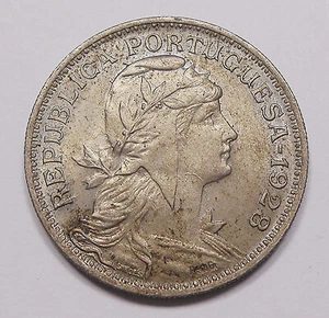 Portugal 1928 50 Centavos AU * Scarce HIGH Grade BEAUTIFUL Liberty Head KEY Coin - Picture 1 of 2