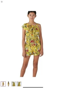 BCBGirls Yellow Shorts Romper with Flowers and Tassels, Girls Size M 10-12 - Picture 1 of 5