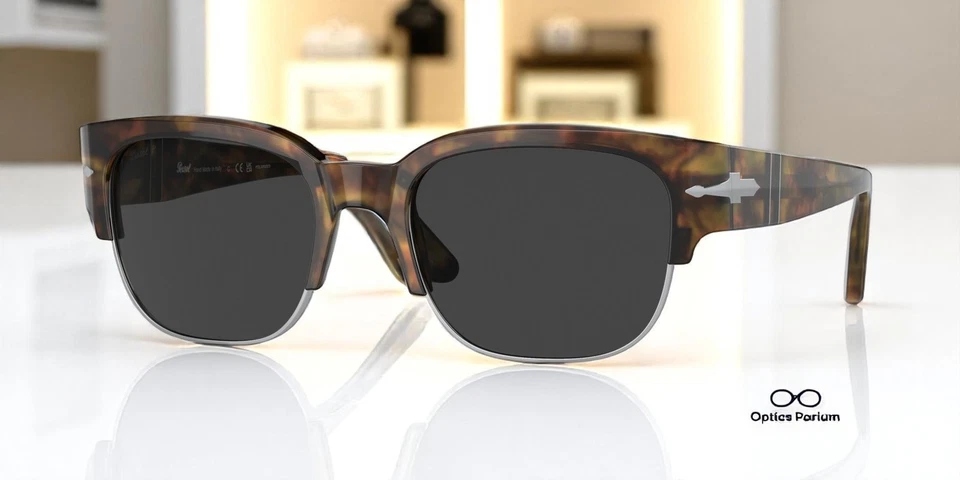 PERSOL PO3319S 108 48 Tom Caffe Polar 黑色偏光 55 毫米男女通用太阳镜 — 第 1/2 张图片