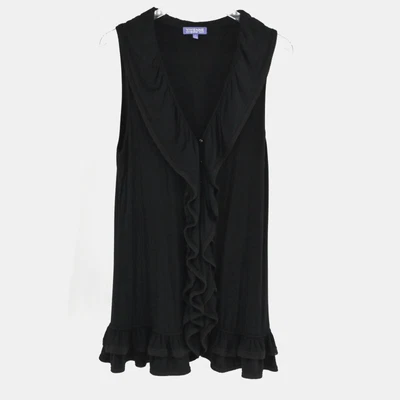 Blusa VIVIENNE TAM para mujer negra con volantes talla XL sin mangas con botones delanteros Foto 1 de 4