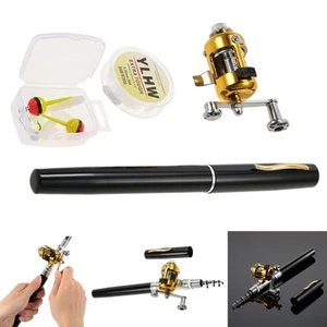 Fishing Rod Reel Combo Set Mini Telescopic Pocket Pen Fishing Rod Pole fg7t - Picture 1 of 11