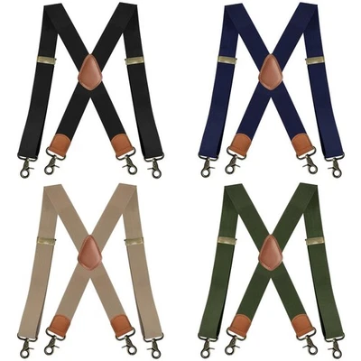 Vintage Suspenders Men Heavy Duty 4 Snap Hooks for Belt Adjustable X Back New - Image 1 of 4