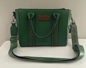 Wrangler Tote Bag with Braided Detail Green Crossbody Ex Condition - Picture 1 of 14