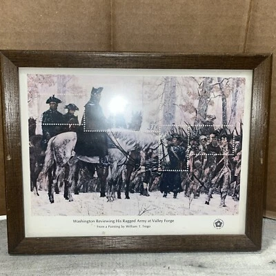1976 Bicentennial Souvenir Stamp Set Framed Washington Army At Valley Forge. - Image 1 of 3