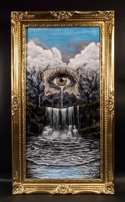 OOAK Lg Oil Painting 24x48, Hand Painted, Framed, Signed Unique Art Surrealism - Image 1 of 4