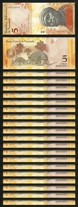 VENEZUELA 5 BOLIVARES 24 MAY 2007, UNC, 20 PCS CONSECUTIVE LOT, P-89b - Picture 1 of 5