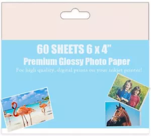 Papel Fotográfico Brillante Premium 6x4" (A6) Impresión por Inyección de Tinta 60 Hojas Calidad 210GSM - Imagen 1 de 1