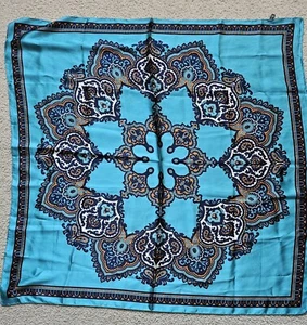 New Without Tags Beautiful Silk Like Teal/ Turquoise Head Scarf Hijab 35"X35"/F - Picture 1 of 4