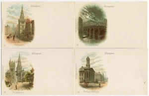6 CARDS - GLASGOW, TRONGATE, ROYAL EXCHANGE, UNIVERSITY- Early Art Tuck Postcard - Picture 1 of 4
