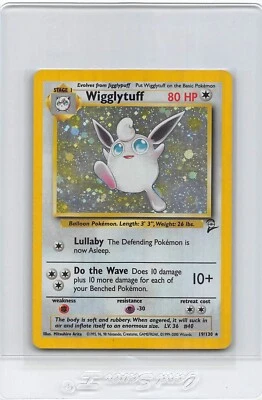 Wigglytuff 19/130 - Base Set 2 - SWIRL Holo Rare VINTAGE WOTC Pokemon CARD - MP - Image 1 of 2