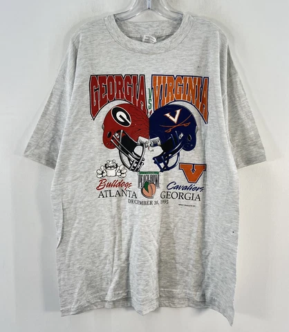 VTG 1995 Miro Grey Georgia Bulldogs Virginia Cavaliers Peach Bowl T Shirt Men XL Cover