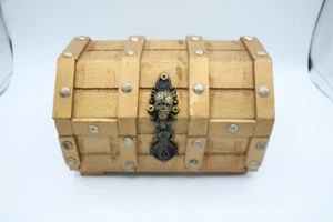 Antique Treasure Pirates Treasure Chest Skull & Crossbones Green Velvet Lined... - Picture 1 of 13