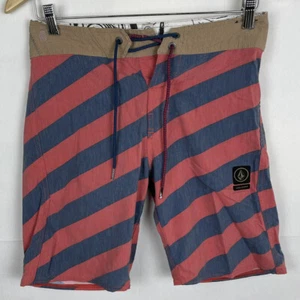 Volcom Slingers Men's Size 28 Board Shorts Surf Swim Trunks Red Blue - Picture 1 of 5