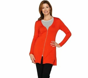 H BY HALSTON RIBBED KNIT ZIP FRONT BOYFRIEND SWEATER CARDIGAN QVC Gr. XS NEU   - Bild 1 von 2