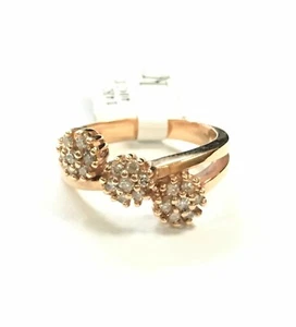 women's 14k Rose Gold Ring Flower Style with Diamonds (Size: 7) - Picture 1 of 8