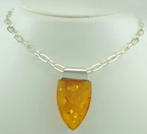 Vintage Damen 835er Silber Kette mit Bernstein - Bild 1 von 3