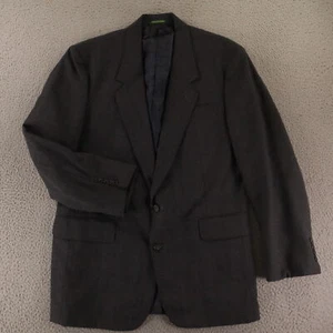 VTG Hopsack Jacket M Gray Window Pane Check Polyester Wool Blazer Sport Coat 42R - Picture 1 of 18