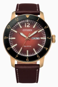 Citizen AW0079-13X Eco-Drive Rose Gold Stainless Steel Leather Strap Watch 43.5m - Picture 1 of 1
