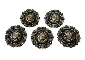 Set of 5 Western Horseshoe and Berry Conchos, 1-1/2” Screw Back, 38mm - Picture 1 of 8