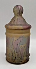 Art Nouveau Satin Watercolor Art Glass  Hand Painted Lidded Jar Canister 