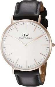 Daniel Wellington Watch 40MM Rose Gold Leather Strap Sheffield 0107DW Black - Picture 1 of 3