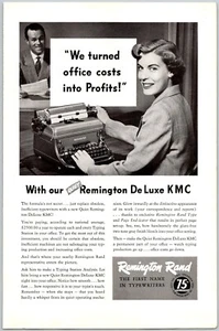 PRINT AD 1948 Remington Rand De Luxe KMC Quiet Typewriter 6.75" x 10" - Picture 1 of 1