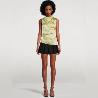 NEW WITH TAG Helmut Lang designer SILK Casual Tunic DRAPE cowlneck lime Top XS - Image 1 of 4