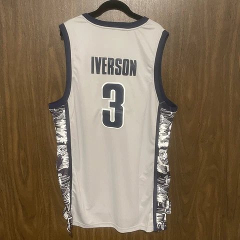 Allen Iverson Georgetown Hoyas Jersey Grey Seen Stitched XXL Mens Basketball Cover