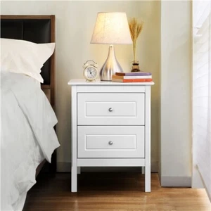 Mesita de Noche Blanca con 2 Cajones Grandes para Dormitorio 48x40x61cm - Imagen 1 de 11
