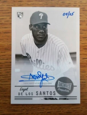 2019 Topps Archives Snapshots De Los Santos ON CARD AUTOGRAPH B&W PARALLEL 04/25 - Image 1 of 2